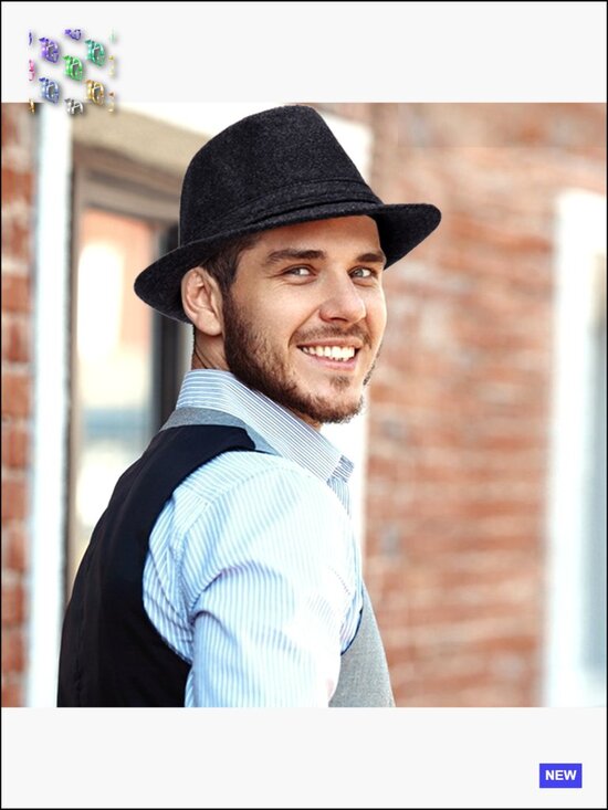 Classic Short Brim Fedora Hat with Feather Band Adjustable Unisex